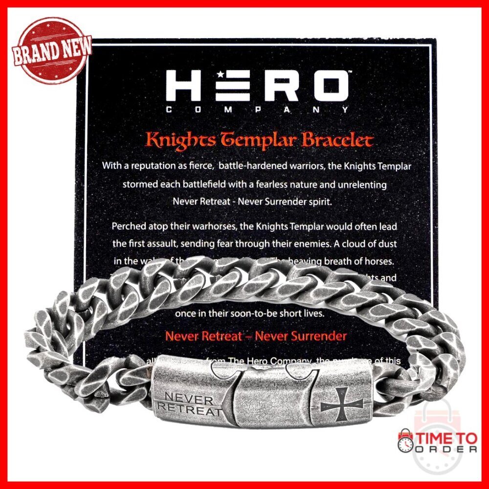 Stainless Steel Adjustable Link Bracelet Knights Templar Engraved